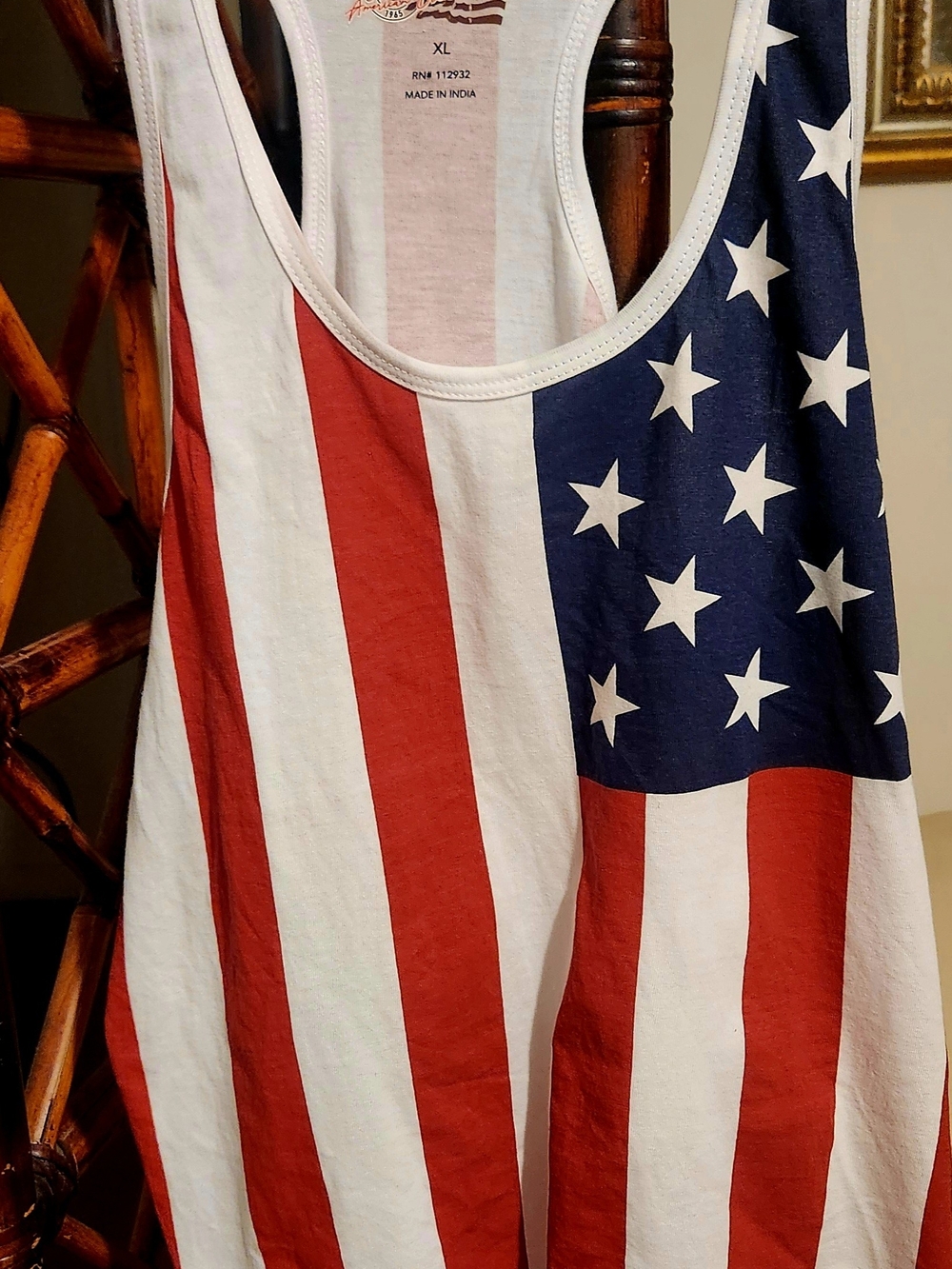 Vintage America Flag Print Tank Top - Red, White & Blue